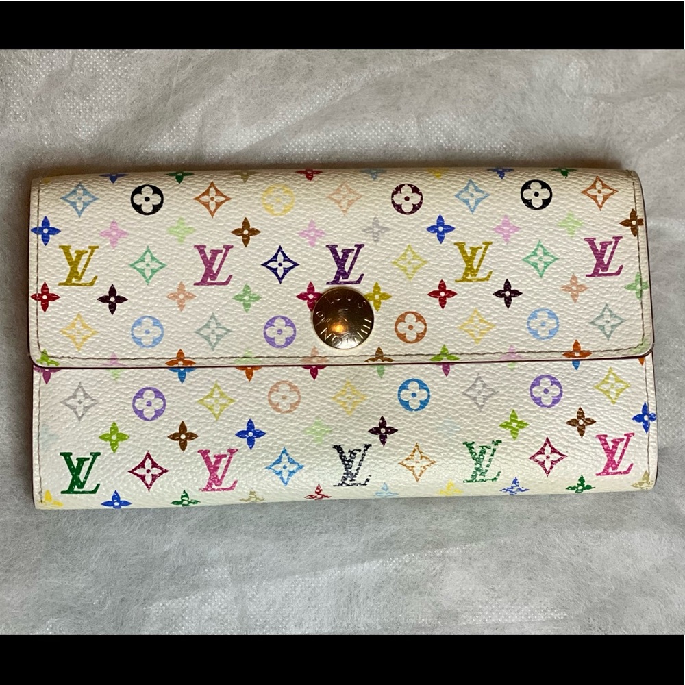 LV long wallet multicolor white - authentic